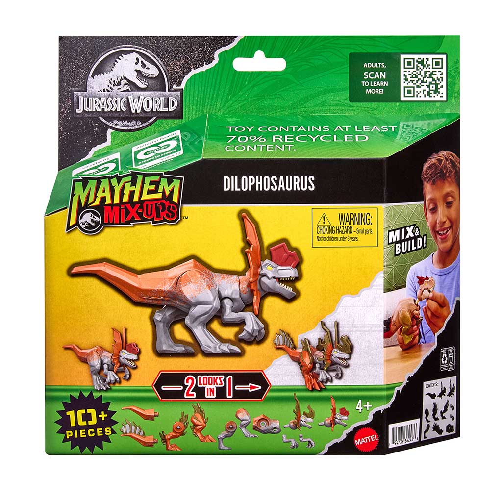 Jurassic World: Mayhem Mix-Ups DIY Mutant Dino Dilophosaurus - Mattel zdjęcie 1