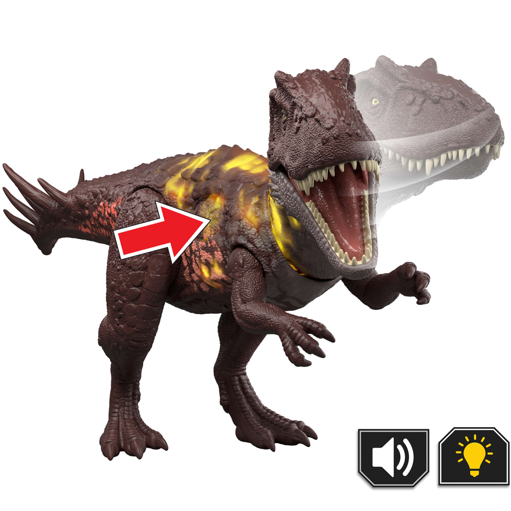 Jurassic World: Metriacanthosaurus atakujący dinozaur z dźwiękiem i światłem – Mattel zdjęcie 3