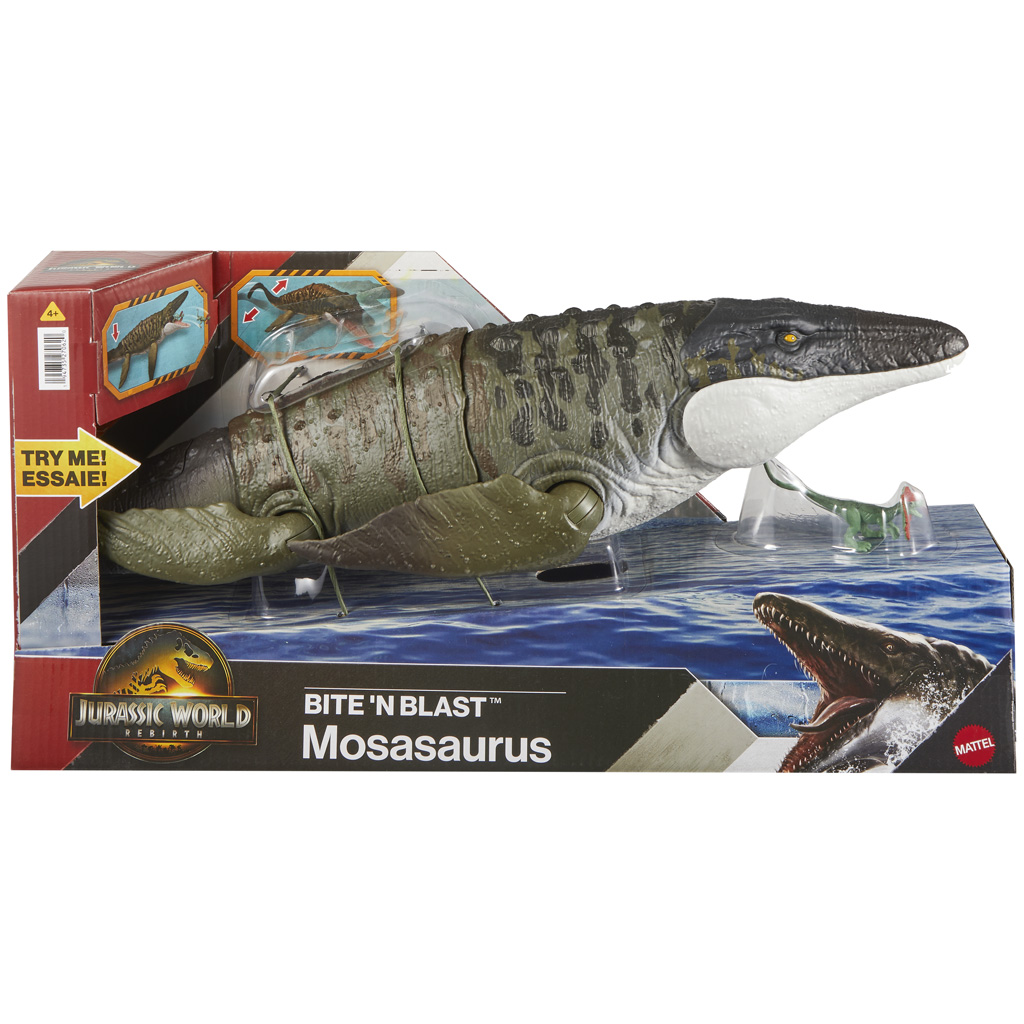 Jurassic World: Odrodzenie – Figura Mosasaurus Bite 'N Blast - Mattel zdjęcie 1