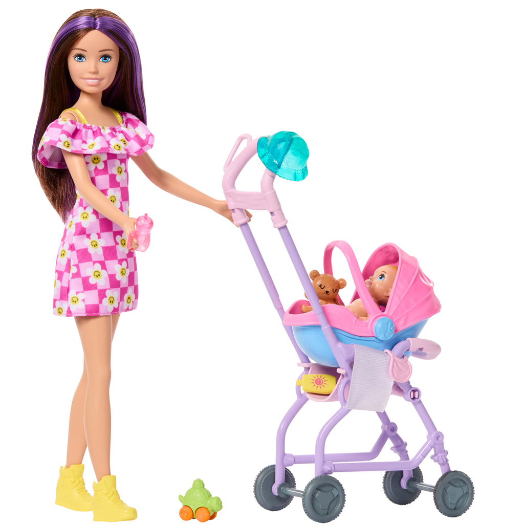 Lalka Barbie w kwiecistej sukience zestaw do zabawy dla niani - Mattel zdjęcie 2