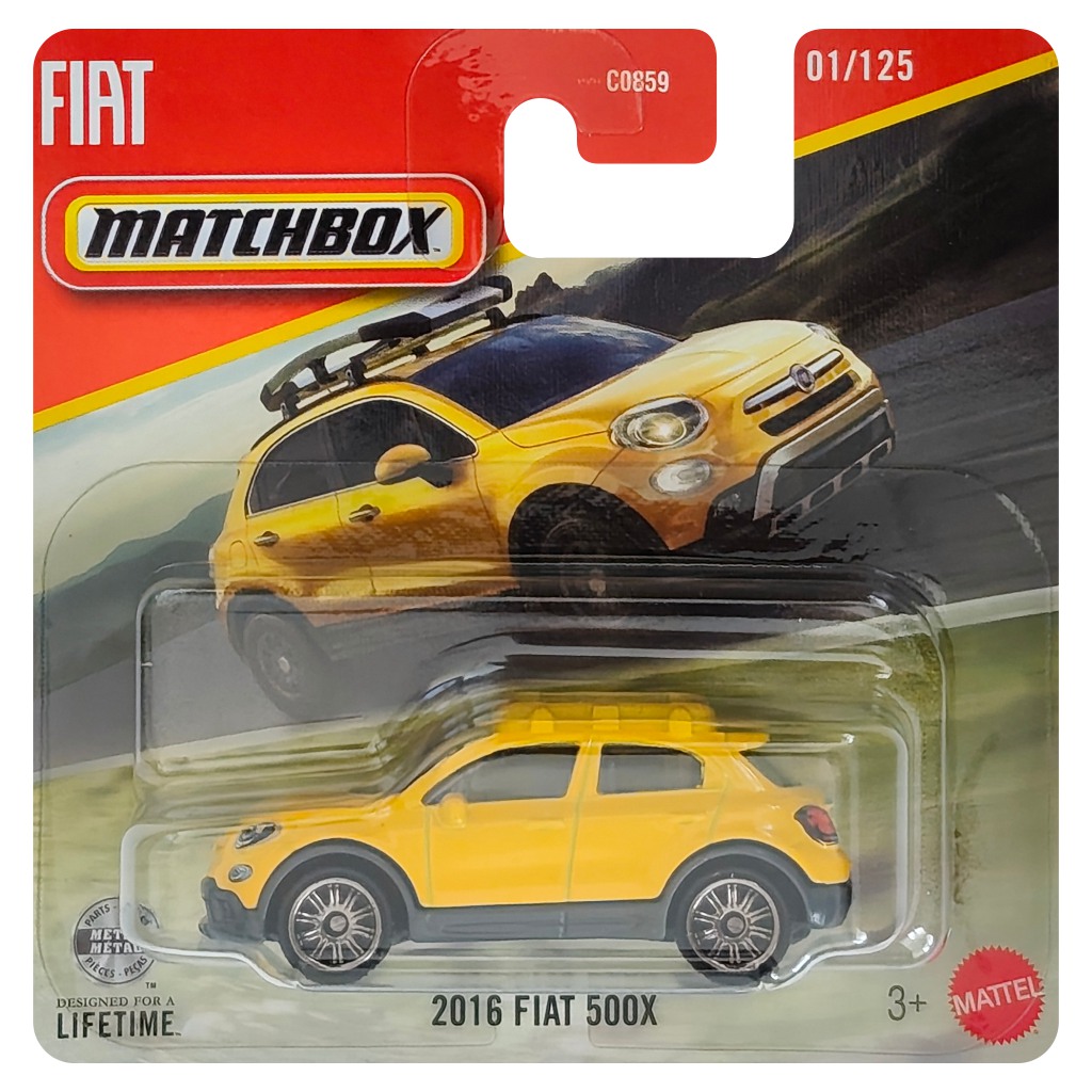 Matchbox: 2016 Fiat 500X żółty samochodzik 1/64 - Mattel zdjęcie 1