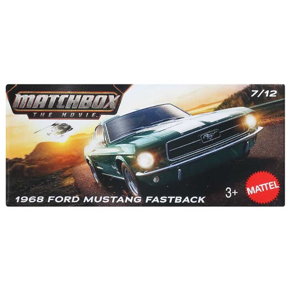 Matchbox A Film: 1968 Ford Mustang Fastback z pudełkiem kartonowym 1/64 – Mattel zdjęcie 1
