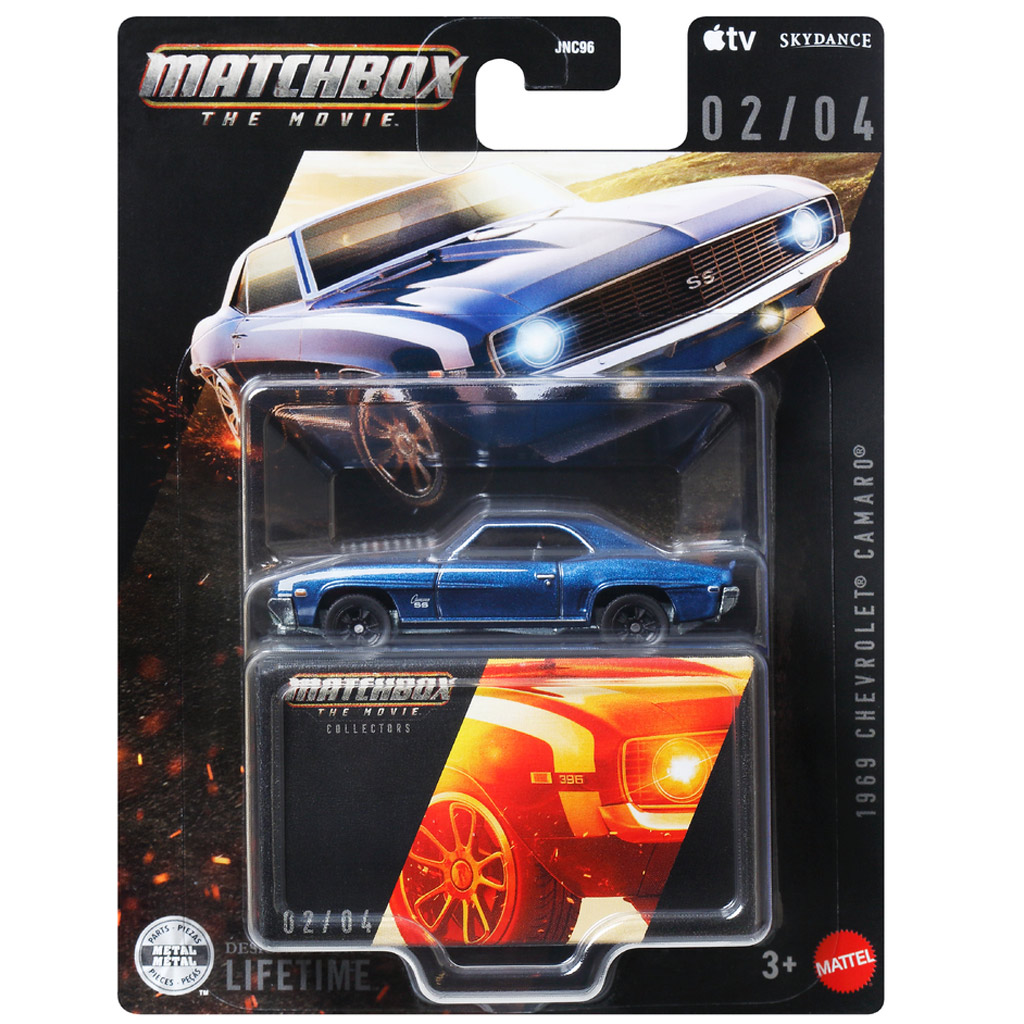Matchbox A Film: 1969 Chevrolet Camaro kolekcjonerski samochód 1/64 - Mattel zdjęcie 1