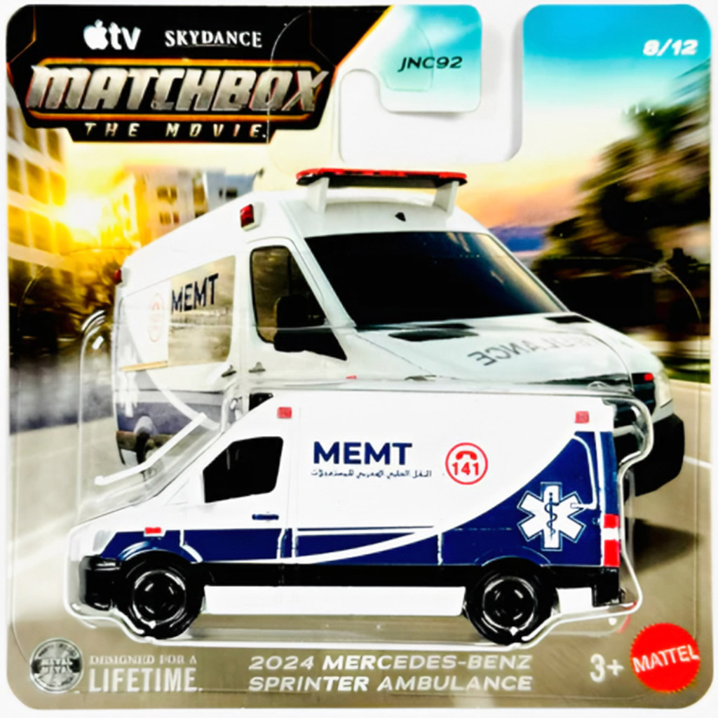 Matchbox Film: 2024 Mercedes-Benz Sprinter Ambulans mały samochód 1/64 - Mattel zdjęcie 1