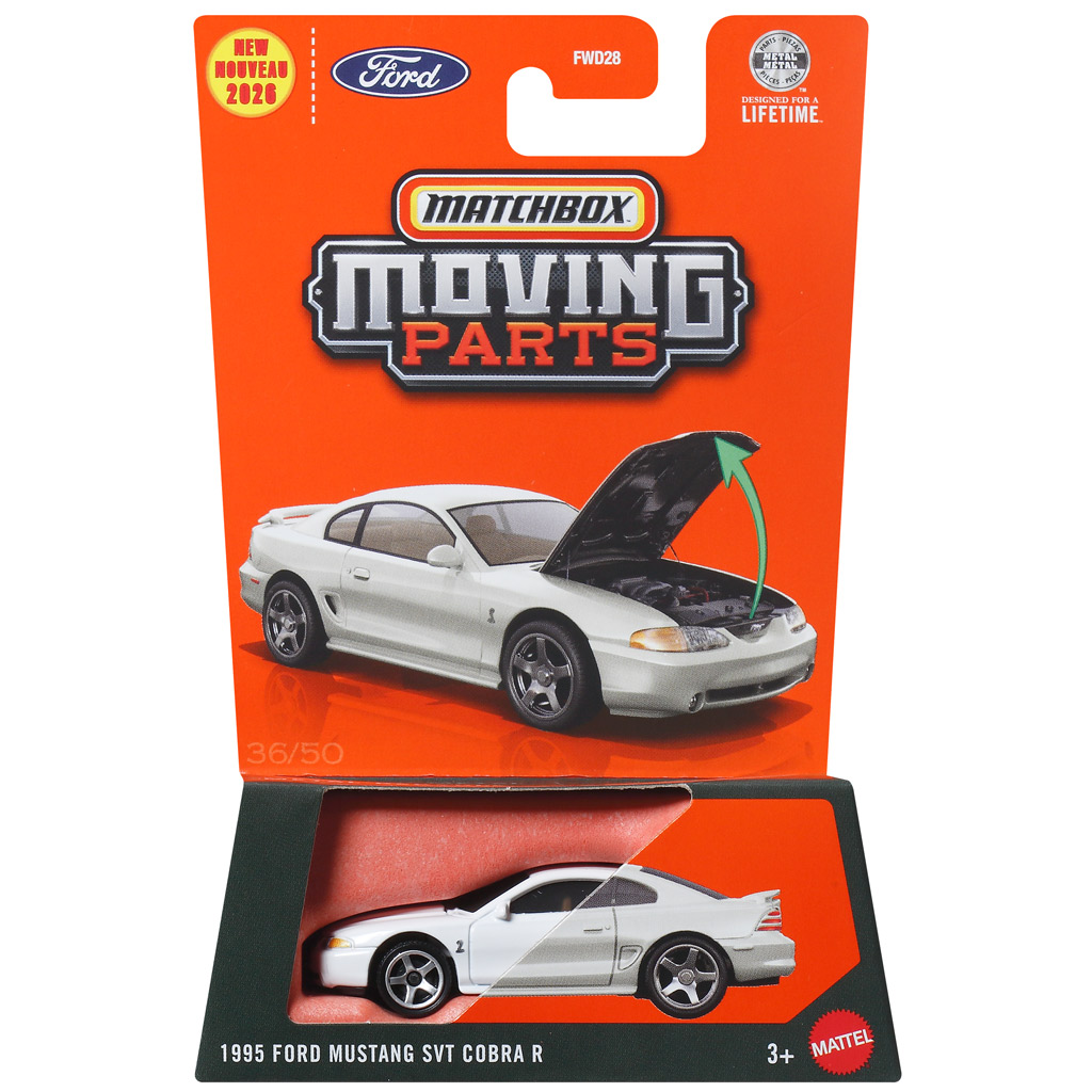 Matchbox Ruchome Części: 1995 Ford Mustang SVT Cobra R otwierany samochodzik 1/64 - Mattel zdjęcie 1