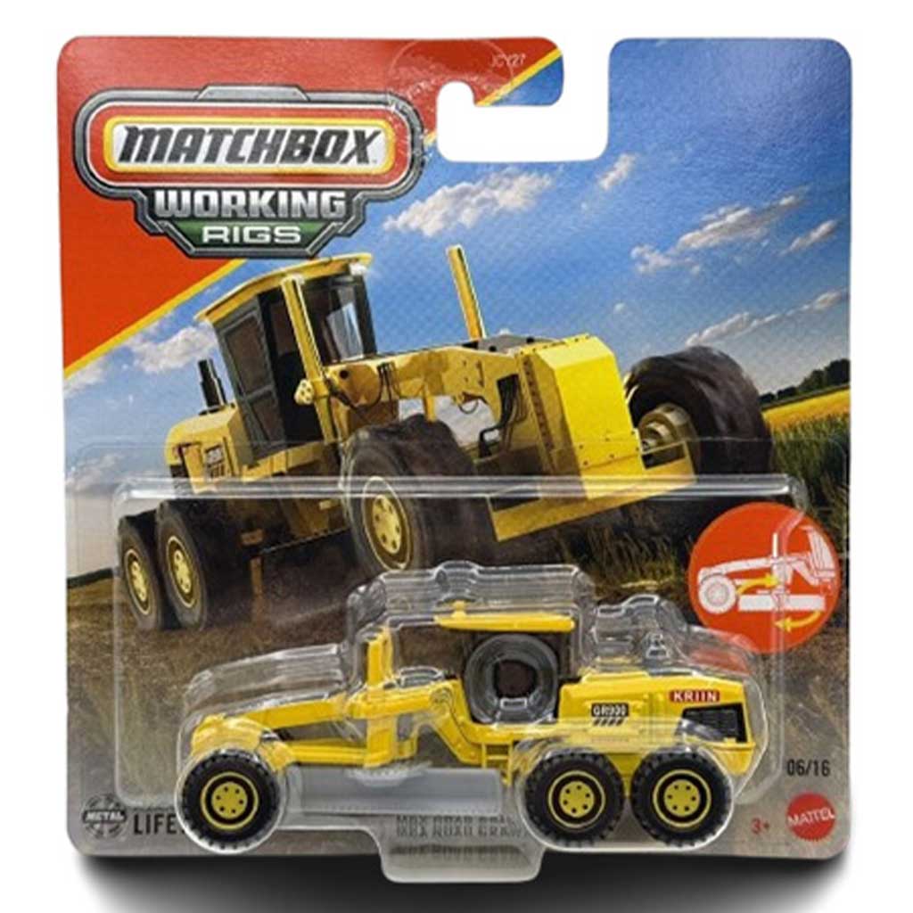 Matchbox: Working Rigs MBX Road Grader maszyna budowlana 1/64 - Mattel zdjęcie 1