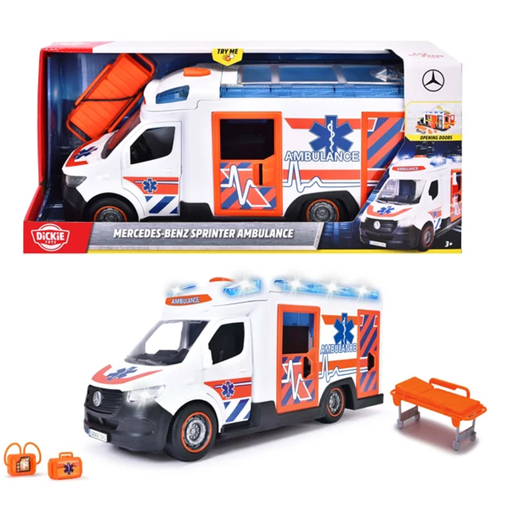 Mercedes-Benz Sprinter Ambulans samochód z dźwiękiem i światłem 35cm - Dickie Toys zdjęcie 1