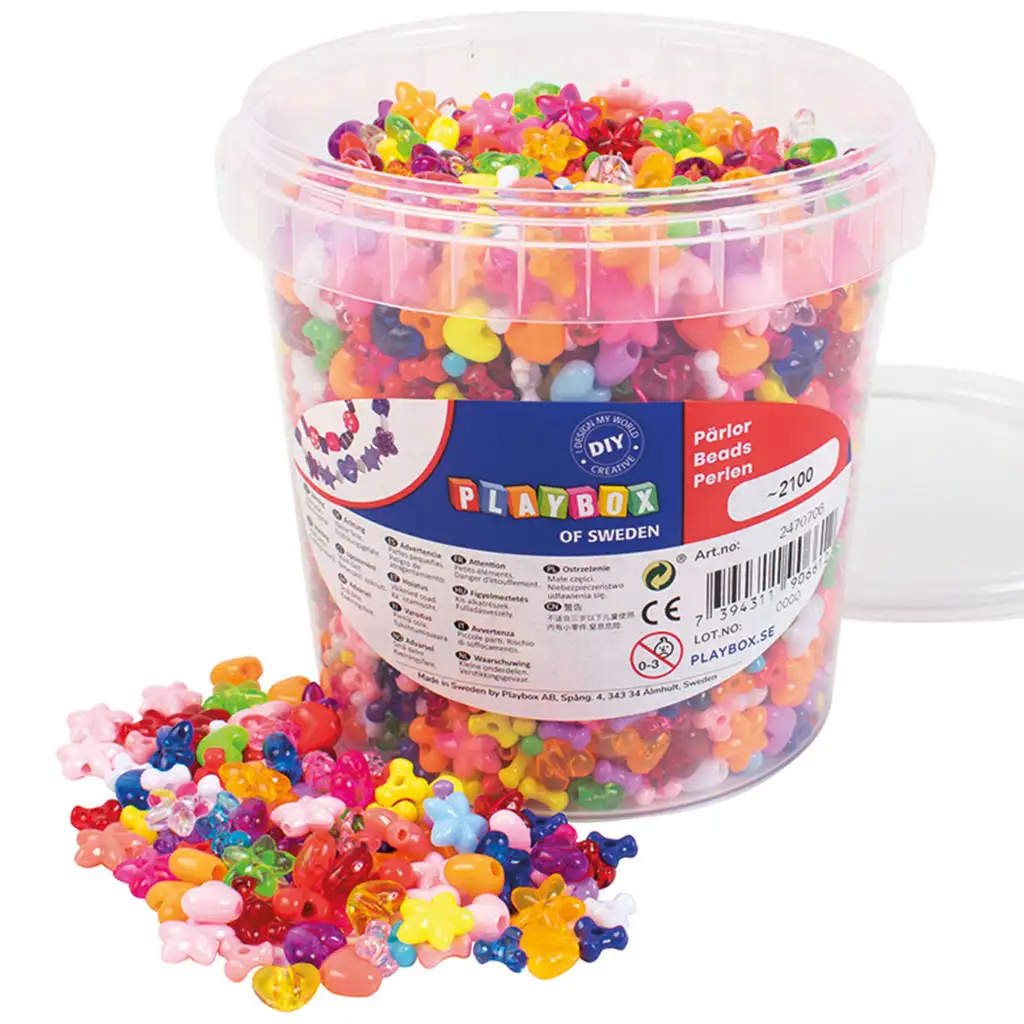 PlayBox: Nawlekane kolorowe koraliki plastikowe 8-13 mm 2100szt zdjęcie 1