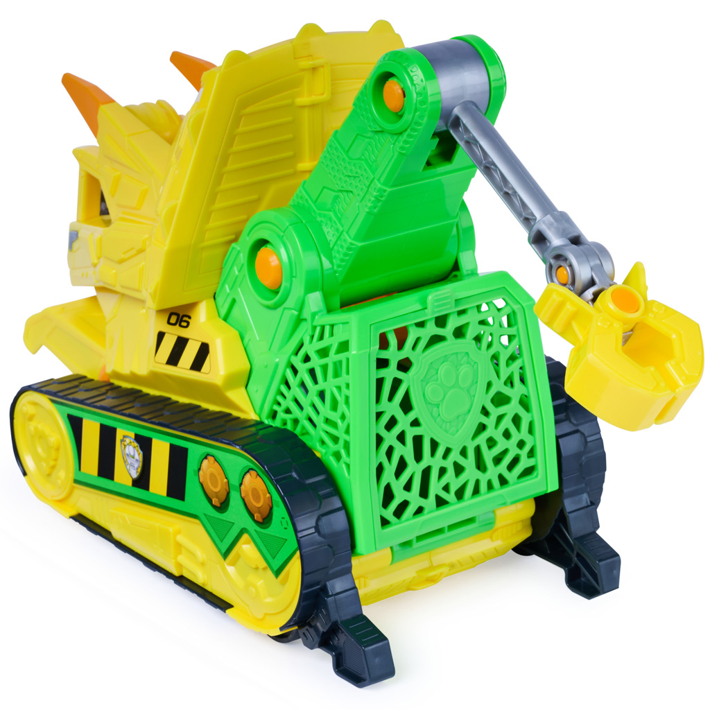 Psi Patrol Film Dino: Chomp & Rescue gryzący pojazd z figurką Rubble - Spin Master zdjęcie 3