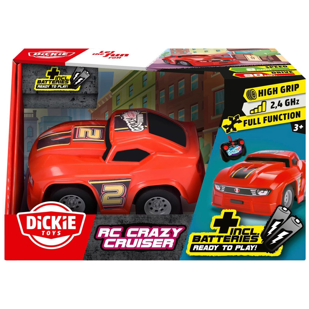 RC Crazy Cruiser zdalnie sterowany samochód wyścigowy 2,4 GHz – czerwony - Dickie Toys zdjęcie 1