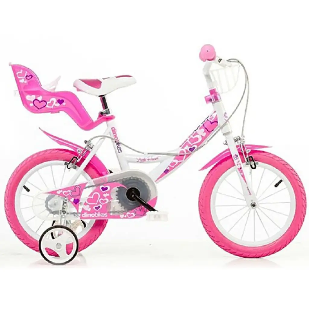 Rower dziecięcy z serduszkami w rozmiarze 14 - rower Dino Bikes zdjęcie 1