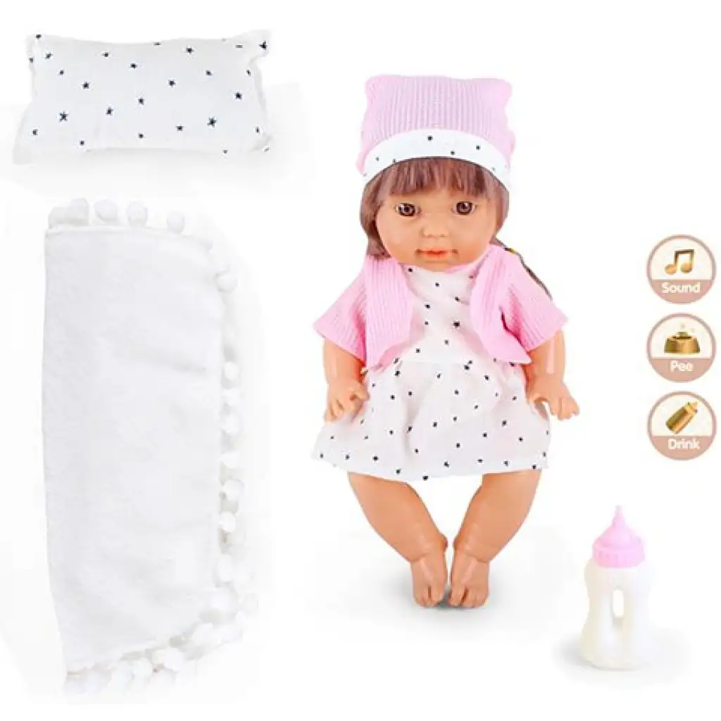 Sikająca lalka z dźwiękiem i poduszką 30cm zdjęcie 2