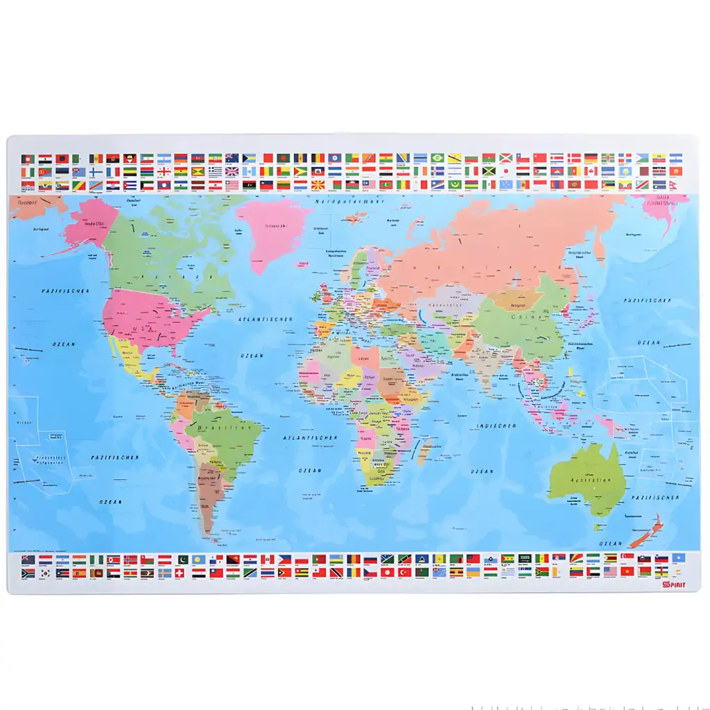 Spirit: Mapa świata z flagami podkładka biurkowa 60x40cm zdjęcie 1