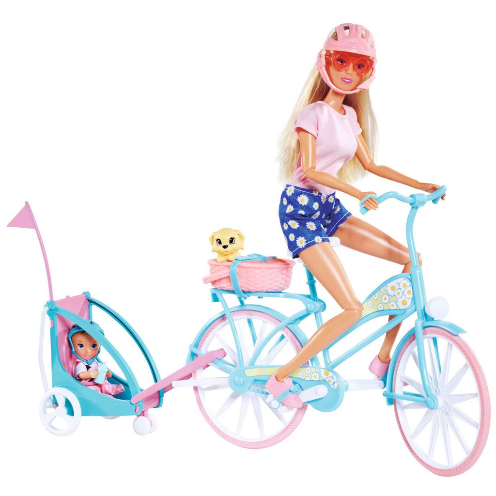 Steffi Love: Rowerowa lalka Steffi z przyczepką - Simba Toys zdjęcie 5
