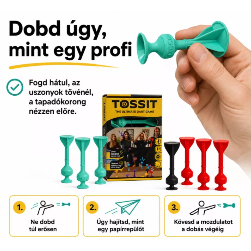 Tossit Starter Pack czerwono-turkusowy silikonowy zestaw do darta z przyssawkami kép 4