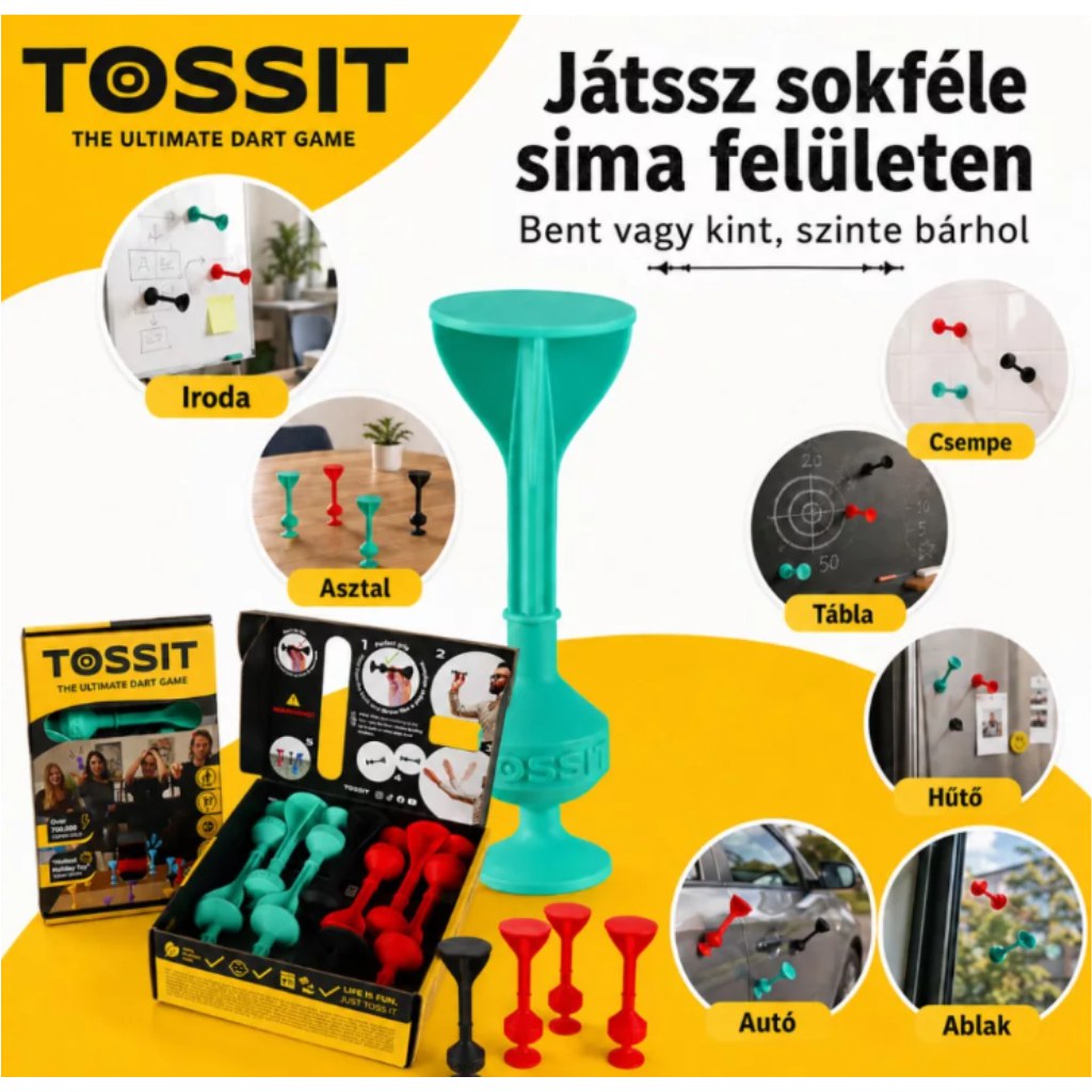 Tossit Starter Pack czerwono-turkusowy silikonowy zestaw do darta z przyssawkami kép 5