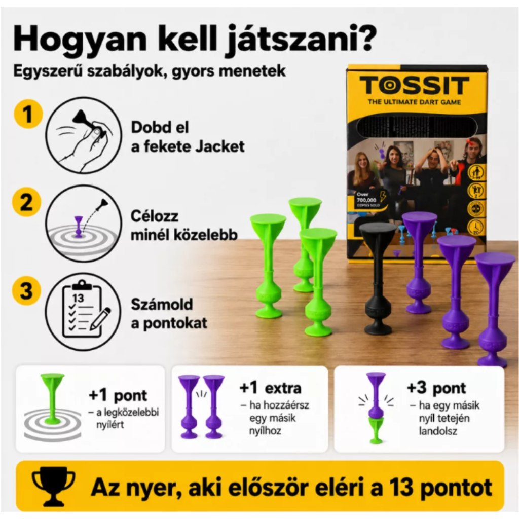 Tossit Starter Pack fioletowo-zielona silikonowa gra w rzutki z przyssawkami kép 3