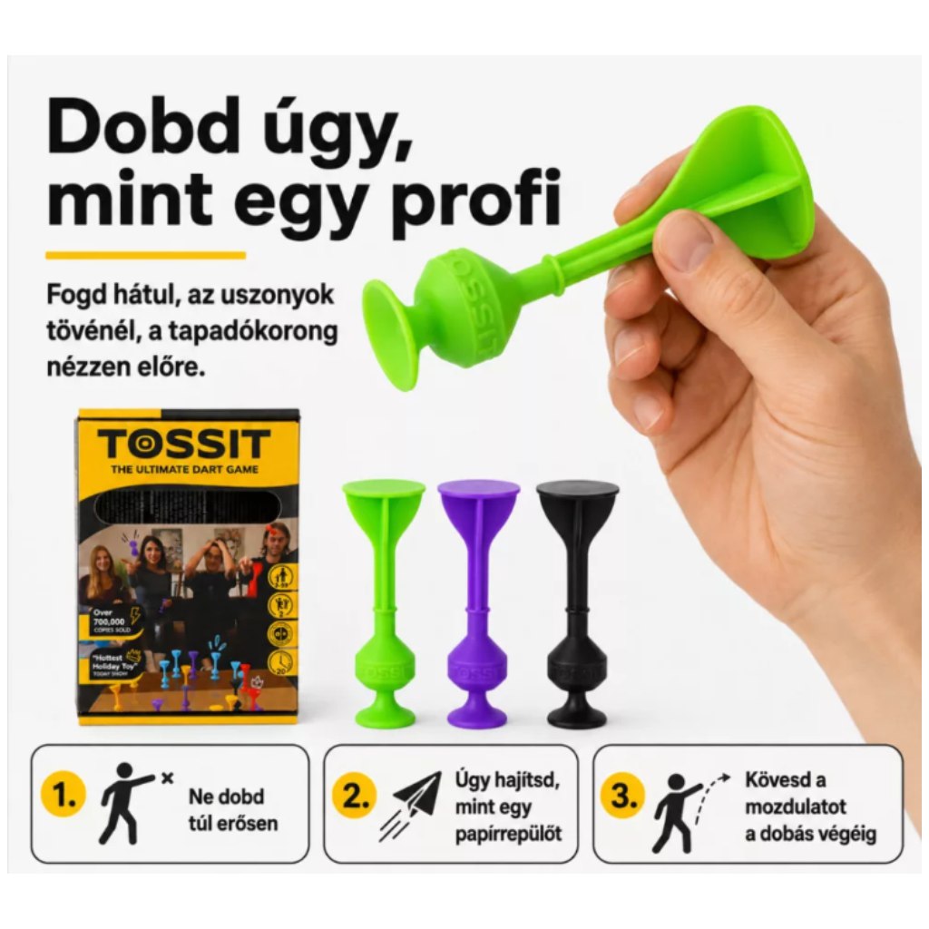 Tossit Starter Pack fioletowo-zielona silikonowa gra w rzutki z przyssawkami kép 4