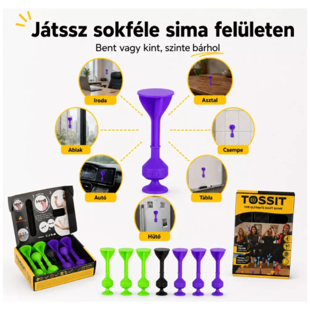 Tossit Starter Pack fioletowo-zielona silikonowa gra w rzutki z przyssawkami kép 5