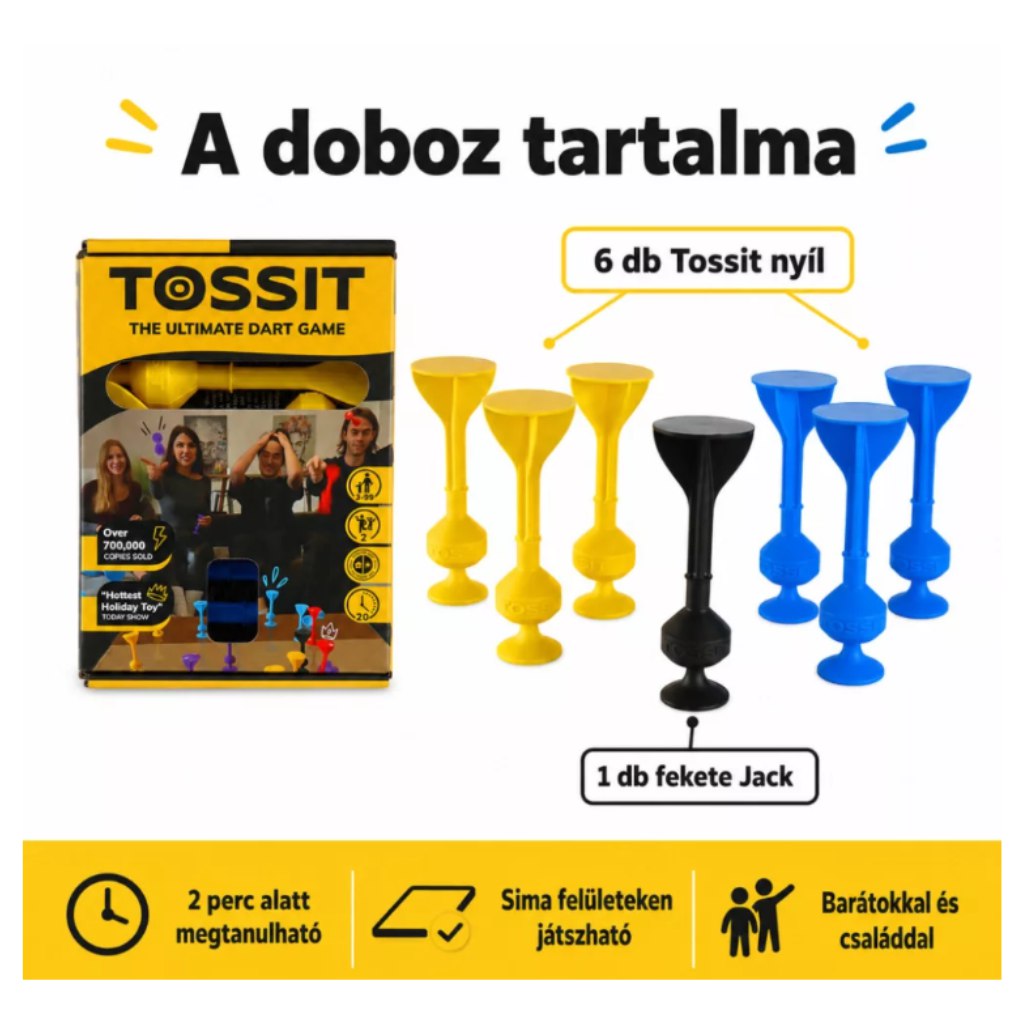 Tossit Starter Pack niebiesko-żółta silikonowa gra w darty z przyssawkami kép 2