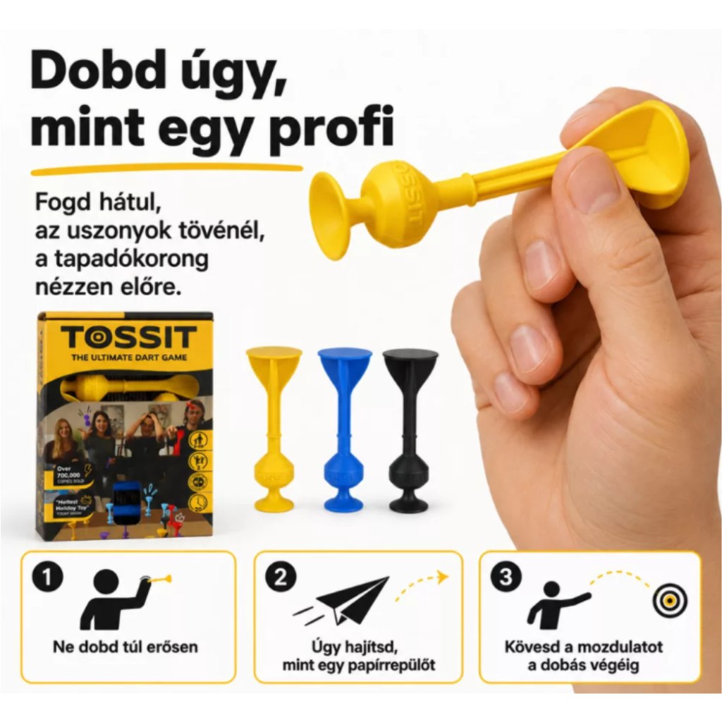 Tossit Starter Pack niebiesko-żółta silikonowa gra w darty z przyssawkami kép 4