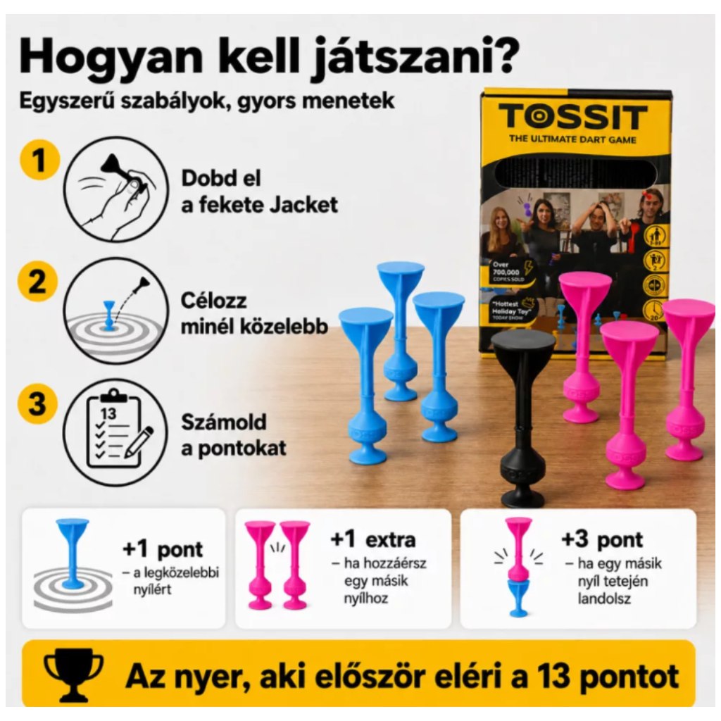 Tossit Starter Pack różowo-niebieska silikonowa gra w rzutki z przyssawkami kép 3