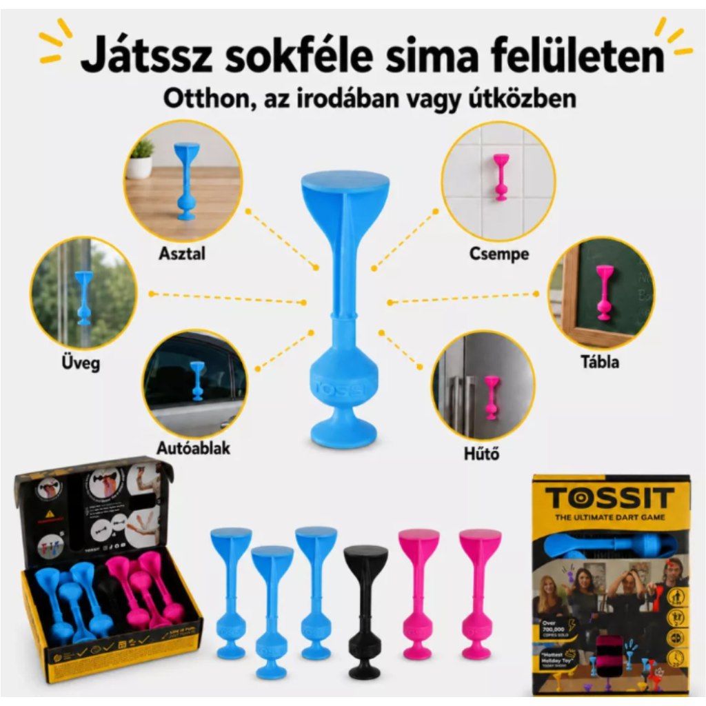 Tossit Starter Pack różowo-niebieska silikonowa gra w rzutki z przyssawkami kép 4