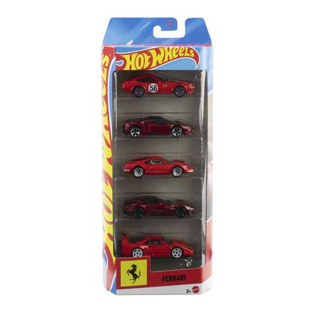 Zestaw 5 małych samochodów Hot Wheels Ferrari 1/64 – Mattel zdjęcie 1