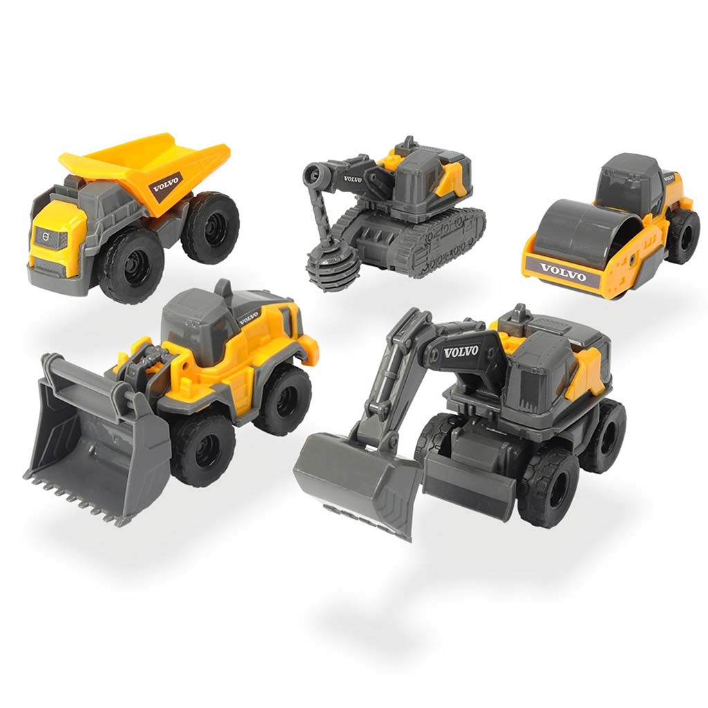 Zestaw 5 mini maszyn budowlanych Volvo - Dickie Toys zdjęcie 2