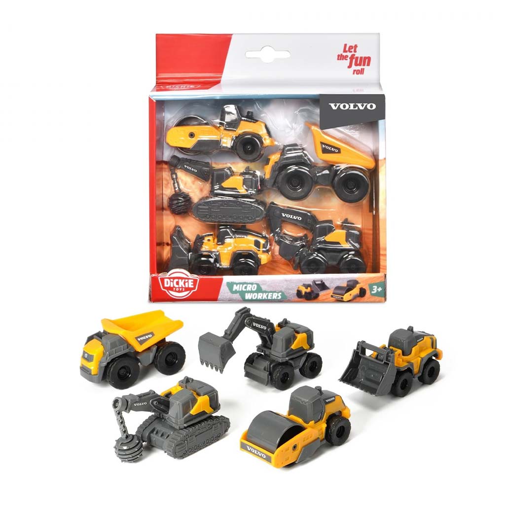 Zestaw 5 mini maszyn budowlanych Volvo - Dickie Toys zdjęcie 1