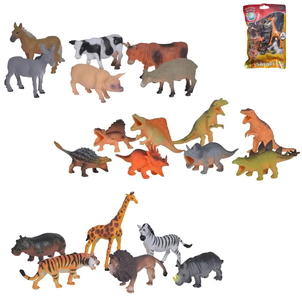Zestaw figurek zwierząt z farmą, dinozaurami lub zwierzętami dżungli - Simba Toys zdjęcie 1