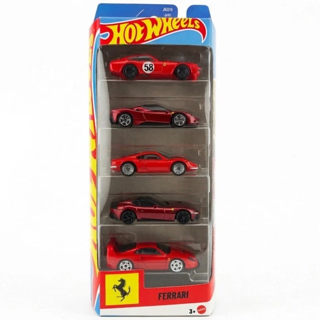 Zestaw małych samochodów Hot Wheels Ferrari 5 sztuk 1/64 – Mattel zdjęcie 1