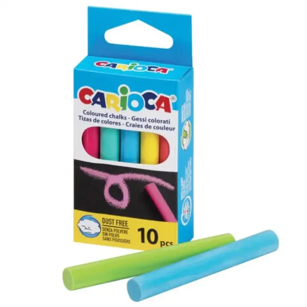 Zestaw 10 kolorowych kred do tablicy - Carioca zdjęcie 1