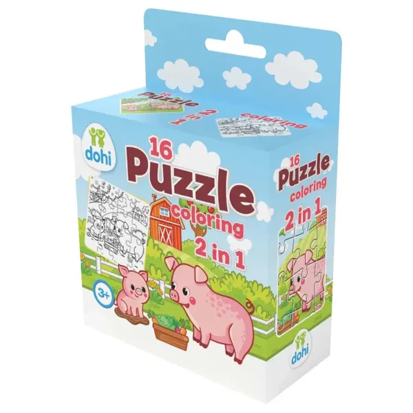 16-częściowe kolorowanki puzzle 2 w 1 - Świnka zdjęcie 1