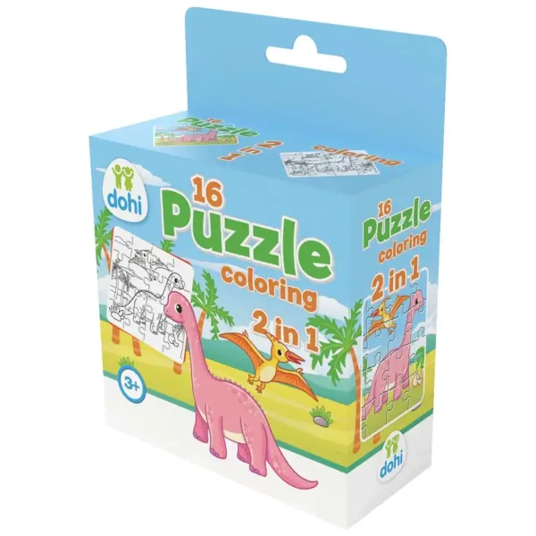 16-częściowe puzzle do kolorowania 2 w 1 - Dino zdjęcie 1