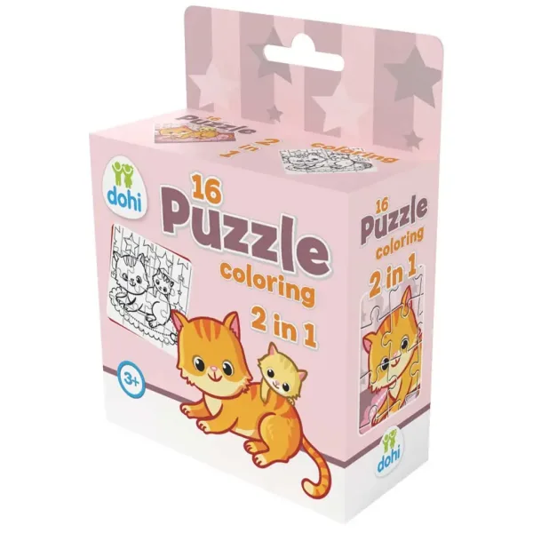 16-elementowa kolorowanka puzzle 2 w 1 - Kotek zdjęcie 1