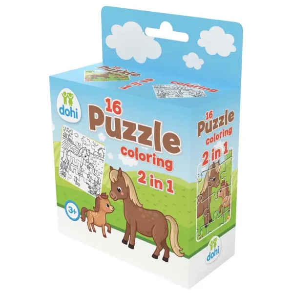 16-elementowa kolorowanka puzzle 2 w 1 - Kucyk zdjęcie 1