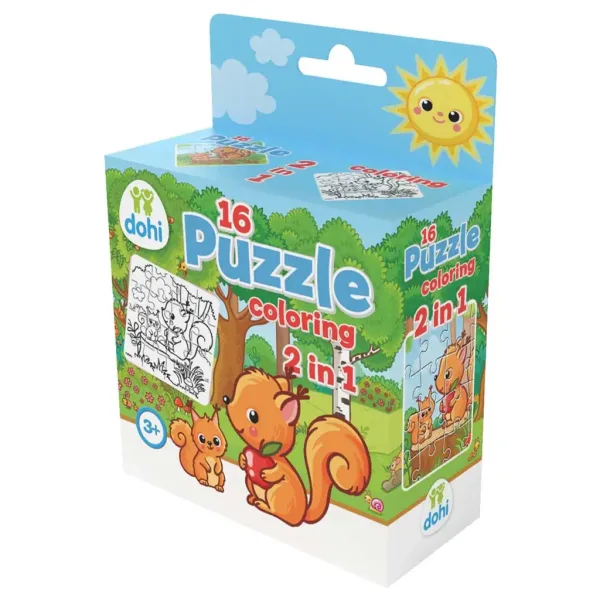 16-elementowa kolorowanka puzzle 2 w 1 - Wiewiórka zdjęcie 1