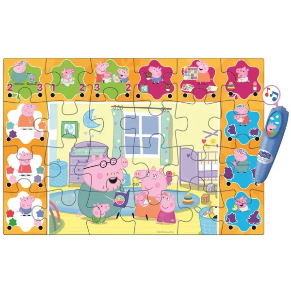 24-częściowe interaktywne puzzle podłogowe Świnki Peppy - Clementoni zdjęcie 3