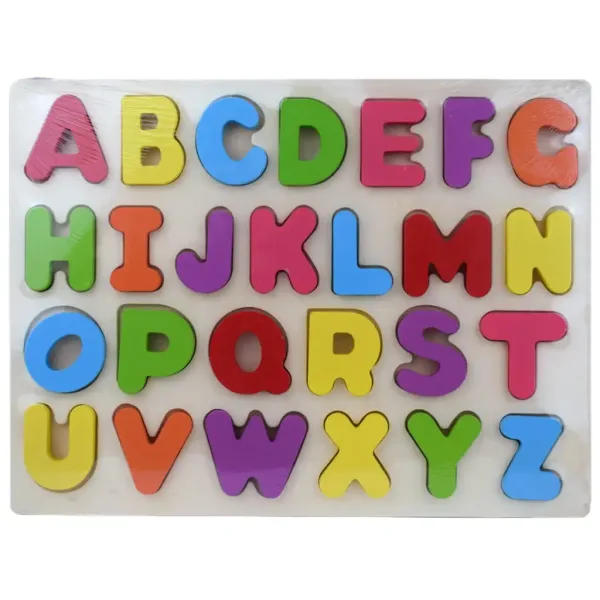 ABC kolorowe drewniane litery puzzle 30x22,5cm zdjęcie 1