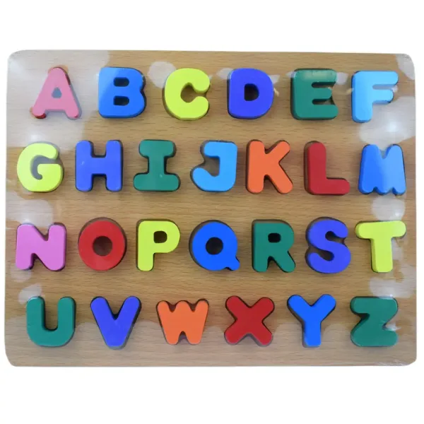 ABC kolorowe drewniane puzzle z dużymi literami 30x22cm zdjęcie 1
