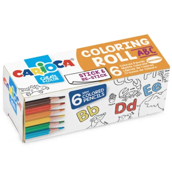 ABC mini kolorowanka walec z 6 mini kredkami - Carioca zdjęcie 1