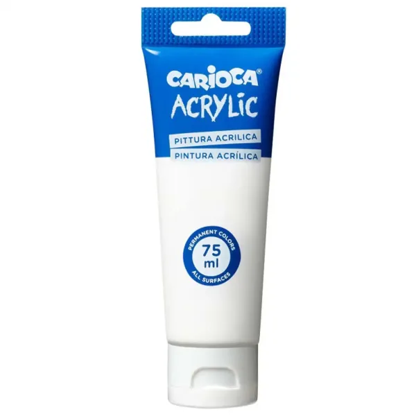 Akrylowa farba 75ml w kolorze białym - Carioca zdjęcie 1
