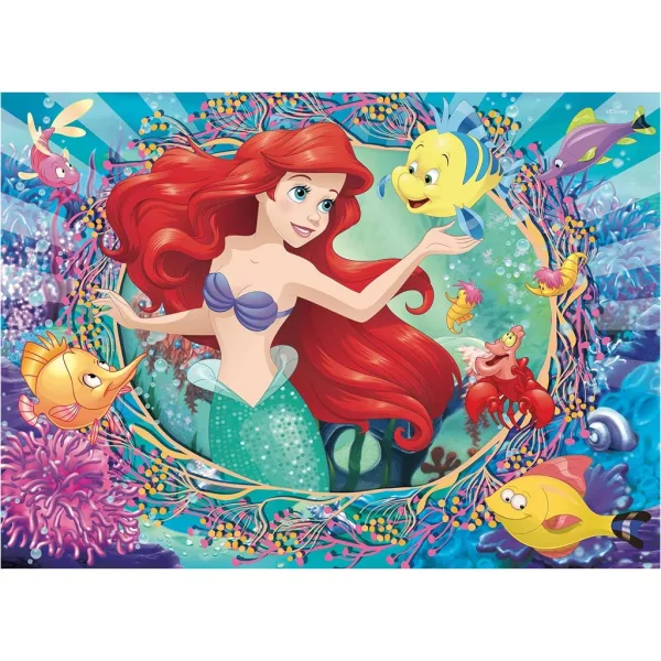 Ariel, Mała Syrenka 2 w 1 48-elementowe puzzle i kolorowanka 35x25 cm - Lisciani zdjęcie 2