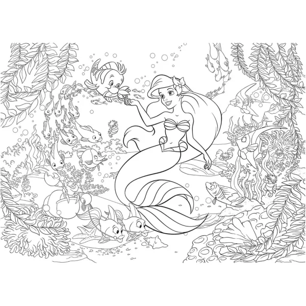 Ariel, mała syrenka 2 w 1 puzzle i kolorowanka 108 elementów 50x35cm - Lisciani zdjęcie 3