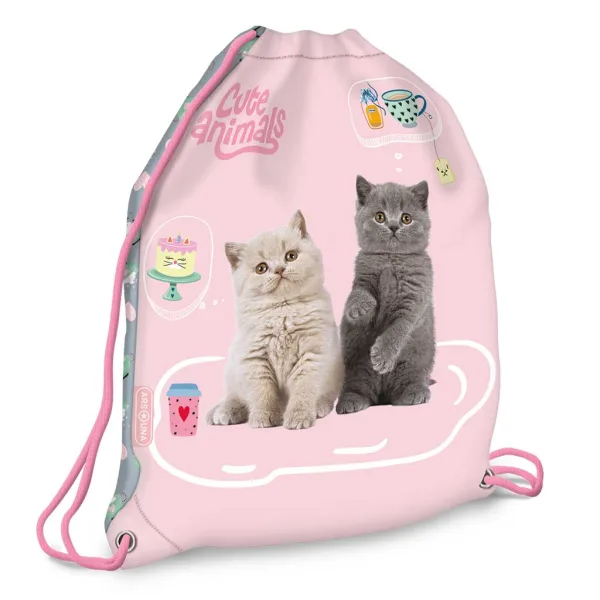 Ars Una: Cute Animals Tea Party plecak-worek z kotami, worek sportowy 32x42 cm zdjęcie 1