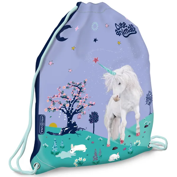 Ars Una: Cute animals Jednorożec worek na buty, worek sportowy 32x42 cm zdjęcie 1