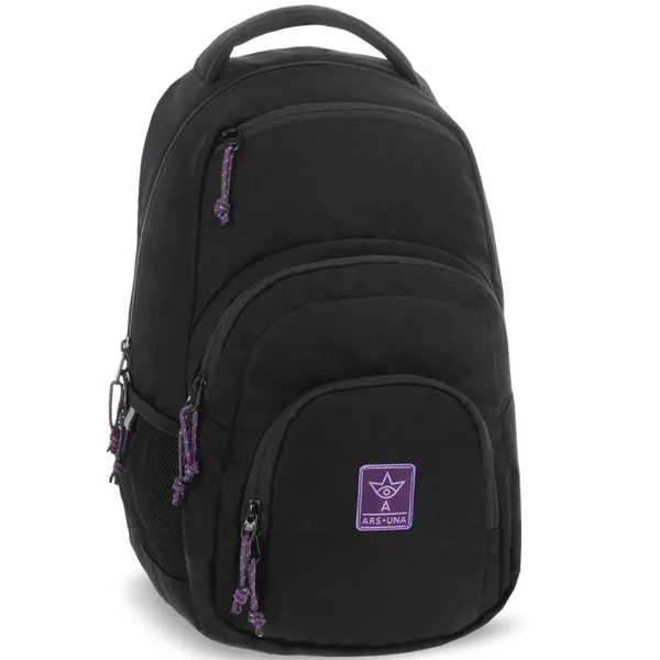 Ars Una: Dziewczęcy plecak szkolny Cordura, czarno-fioletowy, AU-2, 32x46x22 cm zdjęcie 1