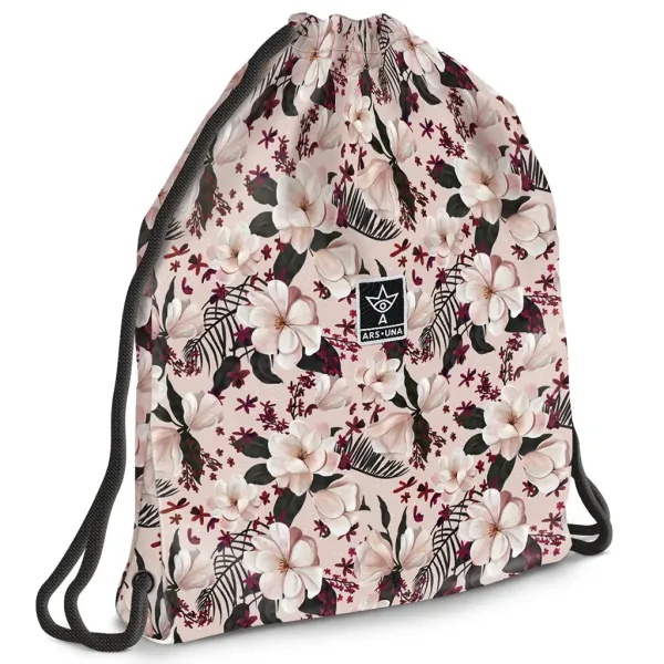 Ars Una: Flowery Pink kwiecisty plecak sportowy, worek sportowy dla nastolatków 37,5x46 cm zdjęcie 1