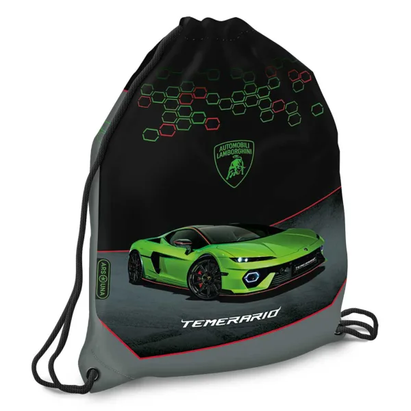 Ars Una: Zielony worek gimnastyczny/torba sportowa z motywem Lamborghini, 32x42 cm zdjęcie 1
